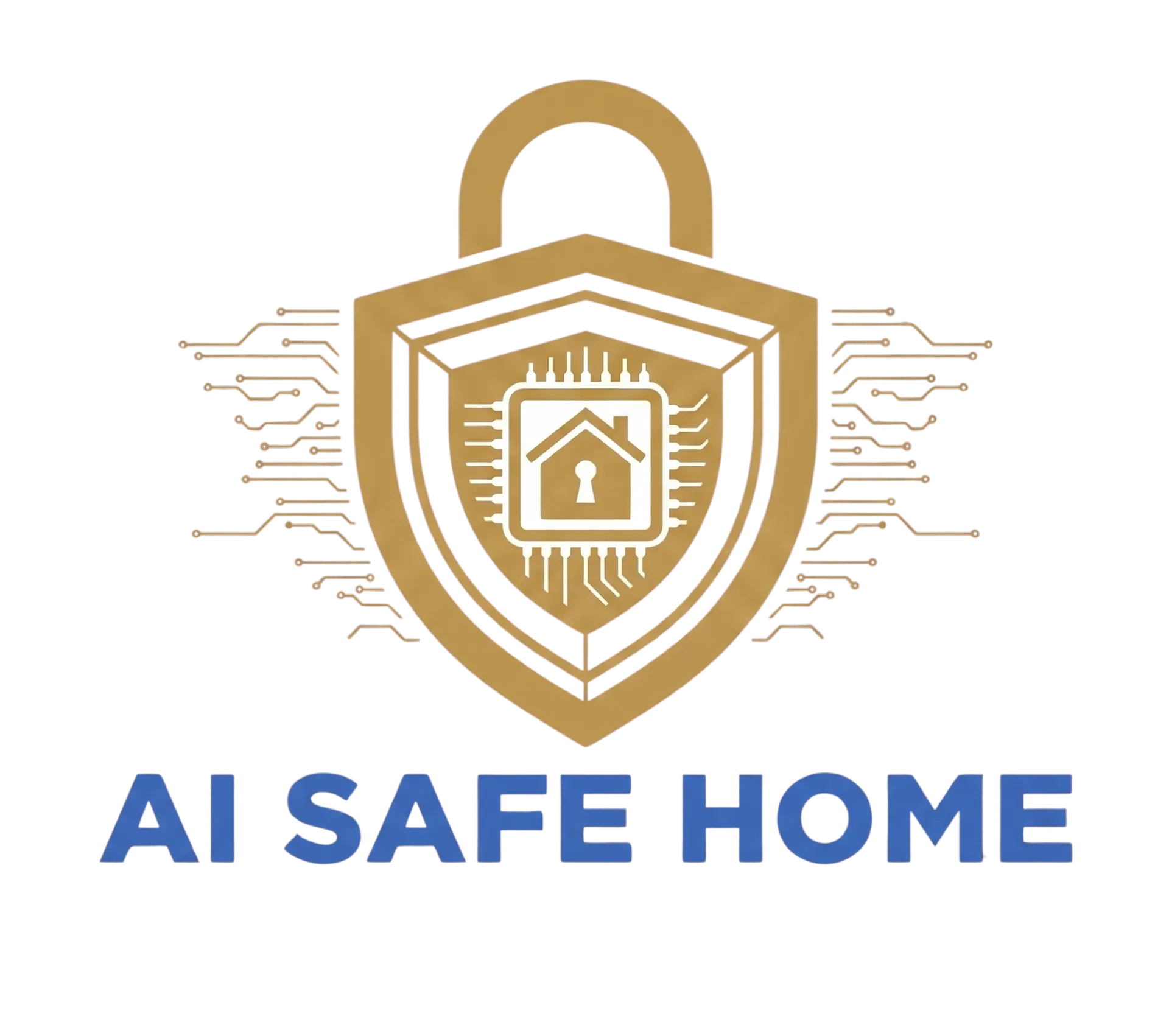 AI Safe Home — shield, lock, and house emblem